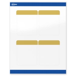 Avery® Print-To-The-Edge Labels With Sure Feed® Technology, S00-DJM-PRWGP10, Rectangle, 4" x 3-1/3", Glossy White, Preprinted Dipped Gold Edge Design, Pack Of 40