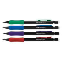 Office Depot® Brand Mechanical Pencils With Comfort Grip, 0.5mm, Black Barrel, Pack Of 12