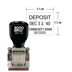 Custom 2000 Plus® Classic 401 Bank Teller/Die Plate Traditional Hand Dater/Date Stamp, 1/4, 1-1/4" x 1-1/4"