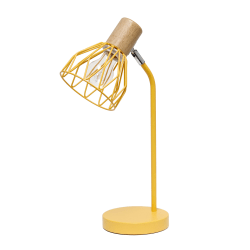 Simple Designs Industrial Farmhouse Fusion Adjustable Cage Wire Office Accent Desk Lamp, 18-1/4"H, Yellow