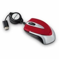 Verbatim USB-C Mini Optical Travel Mouse-Red - Optical - Cable - Red - USB Type C - 3 Button(s) - 1