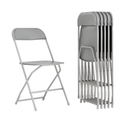 Flash Furniture Hercules Series Plastic Folding Chairs, Gray, Set Of 6 Chairs