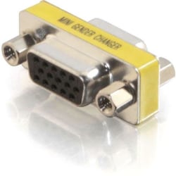 C2G HD15 VGA F/F Mini Gender Changer (Coupler) - VGA gender changer - HD-15 (VGA) (F) to HD-15 (VGA) (F) - silver, yellow