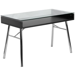 Flash Furniture Brettford 48"W Contemporary Tempered-Glass Computer Desk, Clear/Chrome