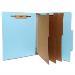 Atlas Pressboard Classification Folders With Fasteners, 3 Dividers, Letter Size, 2-1/2" Expansion, 100% Recycled, Blue, Total Qty 10