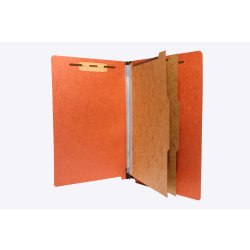 Atlas End-Tab Classification Folders With Fasteners, 2 Dividers, Legal Size, 2-1/2" Expansion, 100% Recycled, Red, Total Qty 15