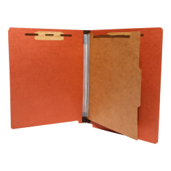 Atlas End-Tab Classification Folders With Fasteners, 1 Divider, Letter Size, 2" Expansion, 100% Recycled, Red, Box Of 20