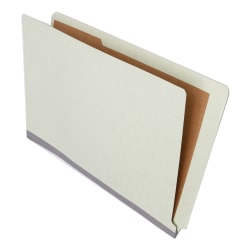 End-Tab Folders, 2" Expansion, 1 Divider, 8 1/2" x 14", Legal, Light Green