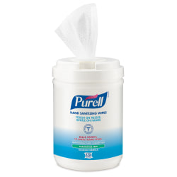 PURELL® Alcohol Hand Sanitizing Wipes - 6" x 7" - White - Residue-free, Dye-free, Fragrance-free, Non-sticky, Non-irritating, Non-irritating, Hypoallergenic, Durable, Pre-moistened, Lint-free, Textured - For Hand - 175 Per Canister - 6 / Carton