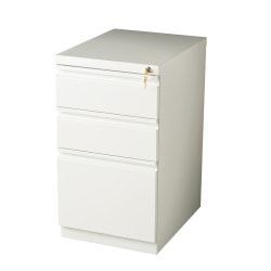 WorkPro® 20"D Vertical 3-Drawer Mobile Pedestal File Cabinet, Metal, White