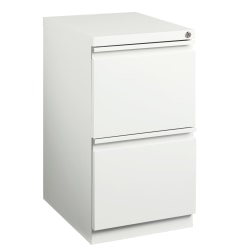 WorkPro 20"D Vertical 2-Drawer Letter-Size Mobile Pedestal File Cabinet, Metal, White