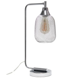 Elegant Designs Industrial Mesh Wire Desk Lamp With LED Bulb, 19"H, Chrome