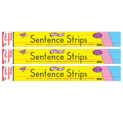 TREND Wipe-Off® Sentence Strips, 3" x 24", Multicolor, 30 Strips Per Pack, Set Of 3 Packs