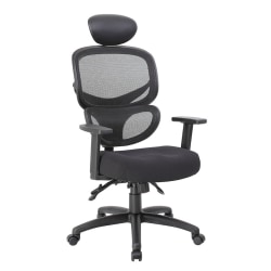 Boss Office Products Mesh Multifunction Mid-Back Task Chair With Headrest, Black