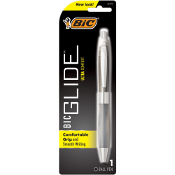 BIC® Glide® Ultra Comfort Retractable Ballpoint Pen, Medium Point, 0.7 mm, Frosted Gray Barrel, Black Ink