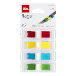 Office Depot® Brand Self-Stick Flags, 1/2" x 1 7/10", Assorted Colors, 35 Flags Per Pad, Pack Of 4 Pads