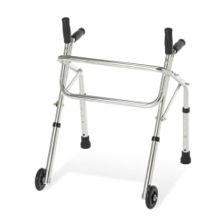 Medline Pediatric Adjustable Aluminum Non-Folding Walker, 25"-32", With 3" Wheels, Chrome