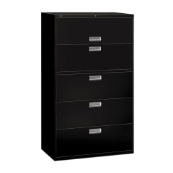 HON® Brigade® 600 42"W x 18"D Lateral 5-Drawer File Cabinet, Black
