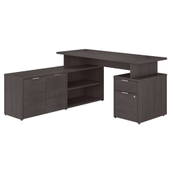 Bush Business Furniture Jamestown 60"W L-Shaped Corner Desk With Drawers, Storm Gray, Standard Delivery