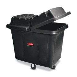 Rubbermaid 4614 Cube Truck - Trash can cart - 104.6 gal - wheels - medium-density polyethylene (MDPE) - black