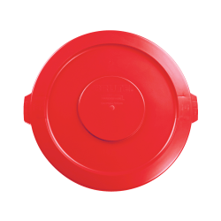 BOX 32 Gallon Brute Container Flat Lid - Round - 22.3" Diameter - Red - 1 Each