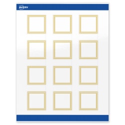 Avery® Print-To-The-Edge Labels With Sure Feed® Technology, S00-DHT-PRWGP10, Square, 2" x 2", Glossy White, Preprinted Multi-Lined Gold Border Design, Pack Of 120