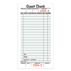 Adams® Guest Check Books, 1-Part, 3 2/5" x 6 3/4", 10 Pads Of 50 Sheets Each (500 Guest Checks Total)
