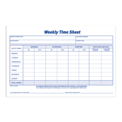Adams™ Weekly Time Sheets, 8 1/2" x 5 1/2", White, 100 Sheets Per Pad, Pack Of 2 Pads