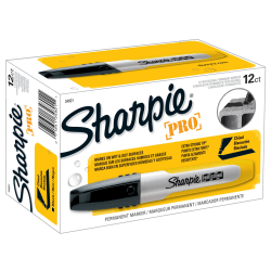 Sharpie® Permanent Markers, Chisel Tip, Black, Pack Of 12