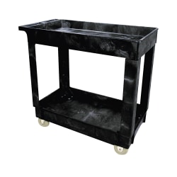 Rubbermaid® 2-Shelf Service/Utility Cart, 31 1/4"H x 16"W x 34"D, Black