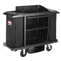 Rubbermaid Commercial Executive Full Size Housekeeping Cart - Traditional, Black - Plastic - 60" Length x 22" Width x 50" Height - Black
