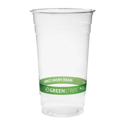 Eco-Products GreenStripe Cold Cups - 24 fl oz - Clear, Green - Bioplastic, Polylactic Acid (PLA), Biopolymer - Cold Drink - 1000 / Carton