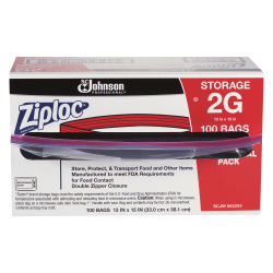 Ziploc® Double Zipper Bags, 2 Gallon, Clear, Case Of 100