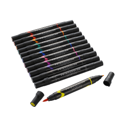 Prismacolor® Premier Double-Ended Art Markers, Fine/Brush Tip, Assorted Ink Colors, Pack Of 12