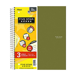 Five Star® Notebook, 8" x 10 1/2", 3 Subjects, Wide Ruled, 75 Sheets, Assorted Colors (No Color Choice)