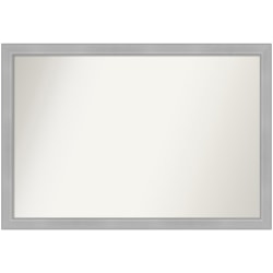 Amanti Art Narrow Non-Beveled Rectangle Framed Bathroom Wall Mirror, 26-1/2" x 38-1/2", Vista Brushed Nickel