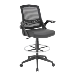 Boss Office Products Flip Arm Drafting Stool With Mesh Back, Black