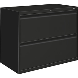 HON® 800 20"D Lateral 2-Drawer File Cabinet With Lock, Black