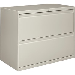 HON® 800 36"W Lateral 2-Drawer File Cabinet With Lock, Metal, Light Gray