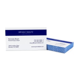 Custom Full-Color Luxury Heavy Weight Color Core Business Cards, Blue Core, Square Corners, 1-Side, Box Of 50