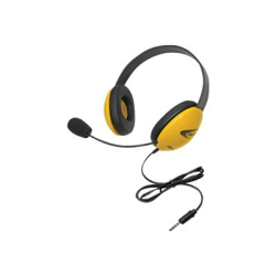 Califone Stereo Yellow Headphone With To Go 3.5Mm Plug - Stereo - Mini-phone (3.5mm) - Wired - 32 Ohm - 20 Hz - 20 kHz - Over-the-head - Binaural - Supra-aural - 5.50 ft Cable - Electret, Noise Reduction Microphone - Yellow