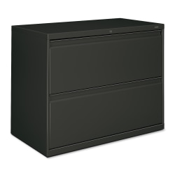 HON® 800 20"D Lateral 2-Drawer File Cabinet With Lock, Charcoal