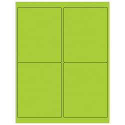 Tape Logic® Permanent Labels, LL181GN, Rectangle, 4" x 5", Fluorescent Green, Case Of 400