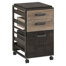 Bush Business Furniture Refinery 18"D Vertical 3-Drawer Mobile File Cabinet, Rustic Gray/Charred Wood, Delivery