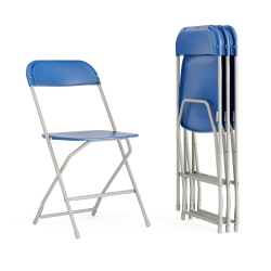 Flash Furniture Hercules Series Folding Chairs, Blue/Gray, Pack Of 4 Chairs