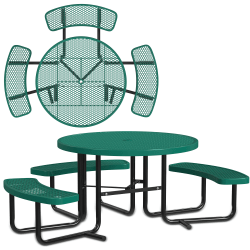 Leisure Craft Round ADA Outdoor Picnic Table, 29-1/4"H x 63-1/2"W x 81"D, Black/Green
