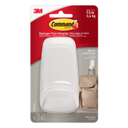 3M Command General Purpose Removable Plastic Hook, Jumbo, 7.5 Lb Capacity, Quartz