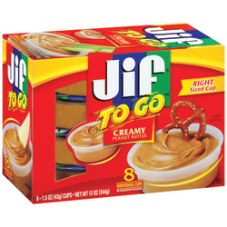 Jif To Go Creamy Peanut Butter, 1.5 Oz, Box Of 8