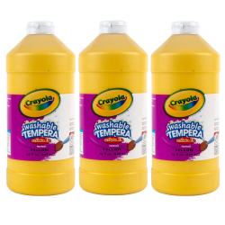Crayola Artista II Washable Tempera Paint, 32 oz, Yellow, Pack Of 3