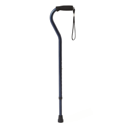 Medline Adjustable Aluminum Offset-Handle Cane, 29" - 38"H, Blue Ice